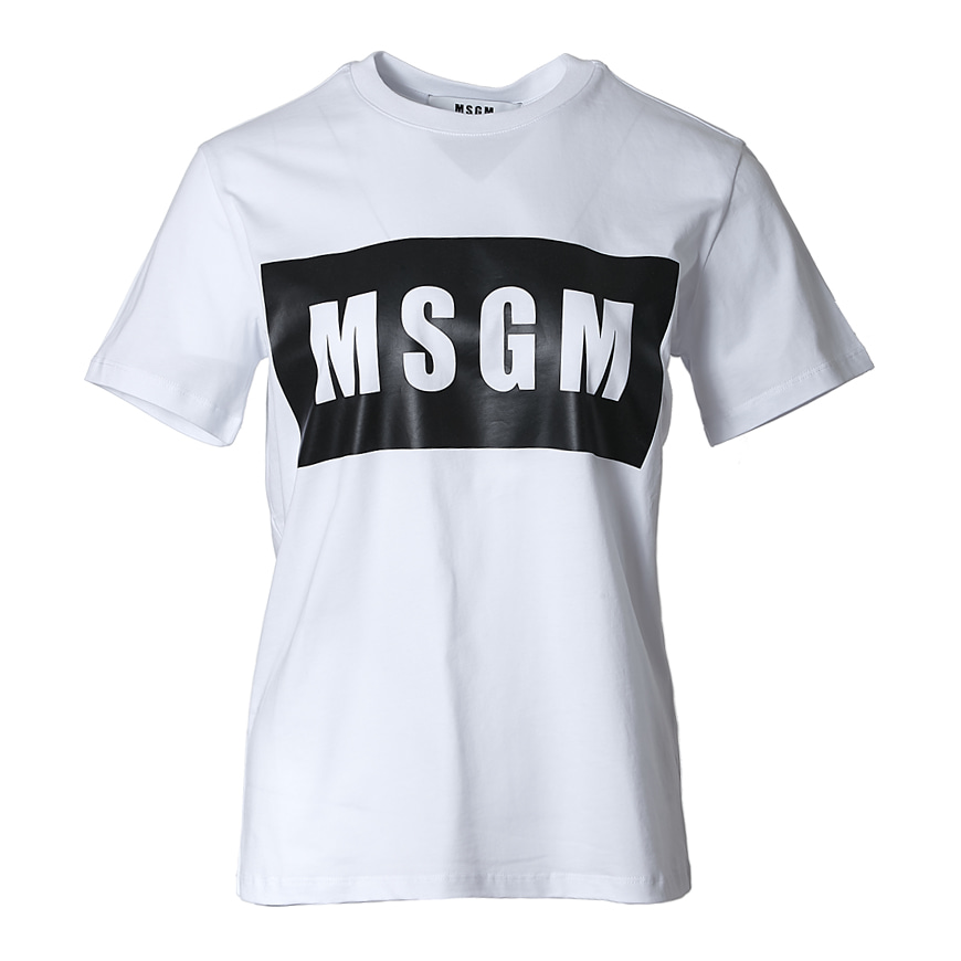 [라벨루쏘] [MSGM]  박스 로고 숏 슬리브 티셔츠 2641MDM95 195298 01